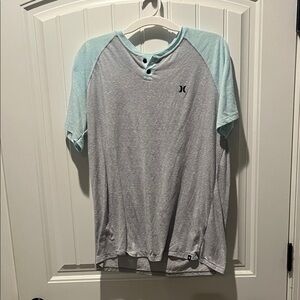 Hurley Light Blue and Gray Short Sleeve Tee